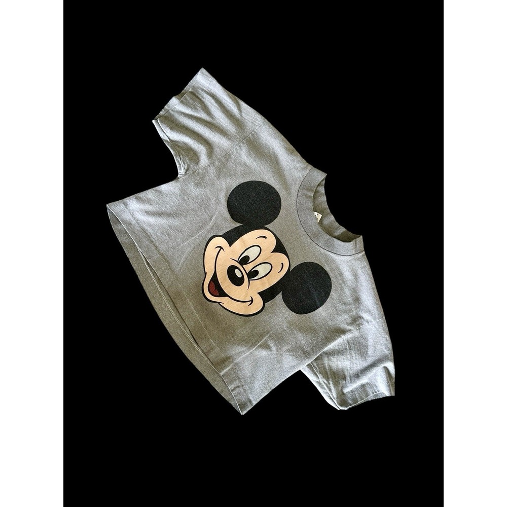 Vintage 80s Disney Mickey Mouse Cropped T Shirt Women's Med Single Stitch *flaw - Picture 7 of 11